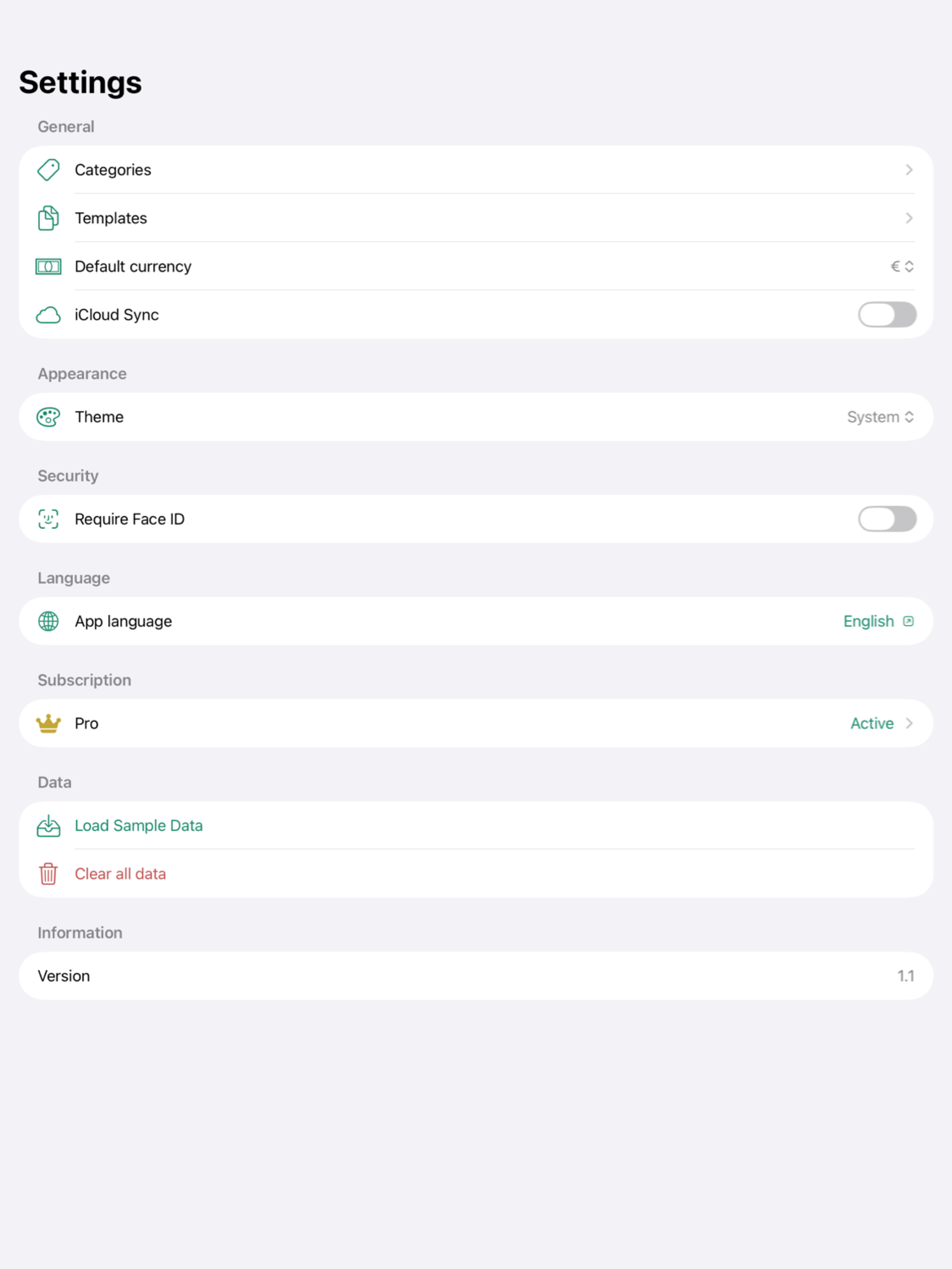 iPad settings