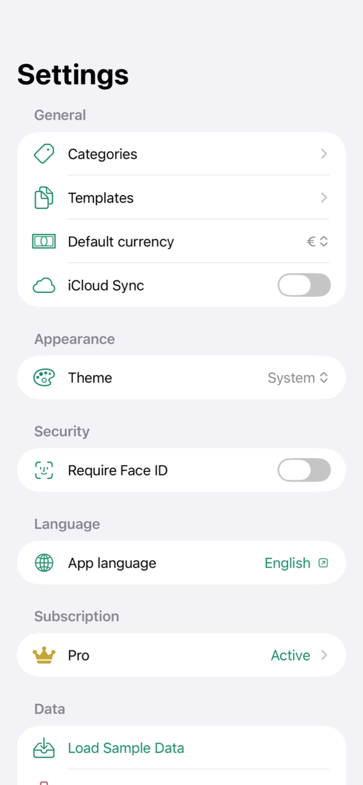 App settings