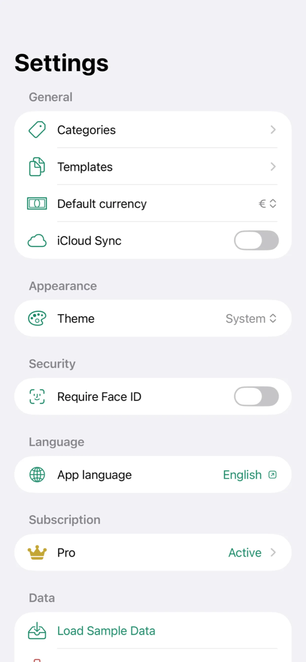 App settings