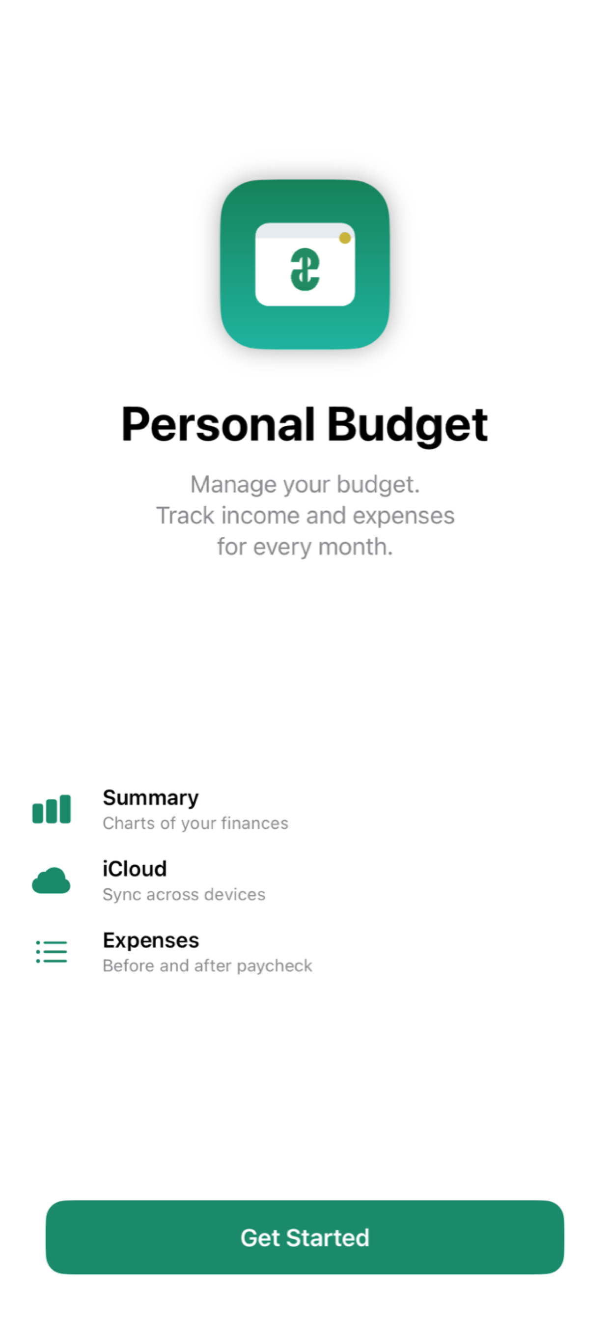 Welcome screen