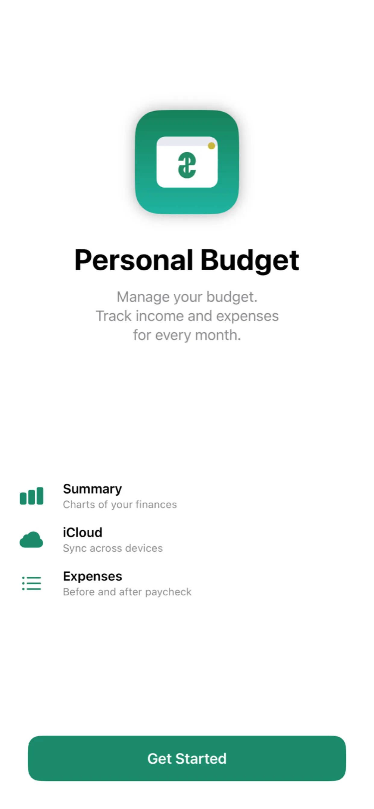 Welcome screen